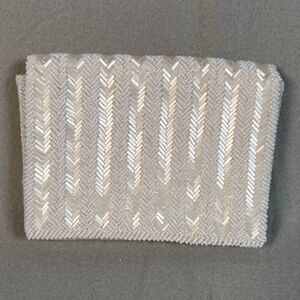 Vintage Walborg beaded evening clutch purse Pearl White Hong Kong mid century